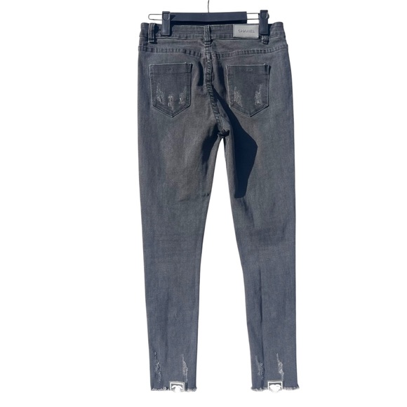 Chanel gray black distressed jeans CC logo 38